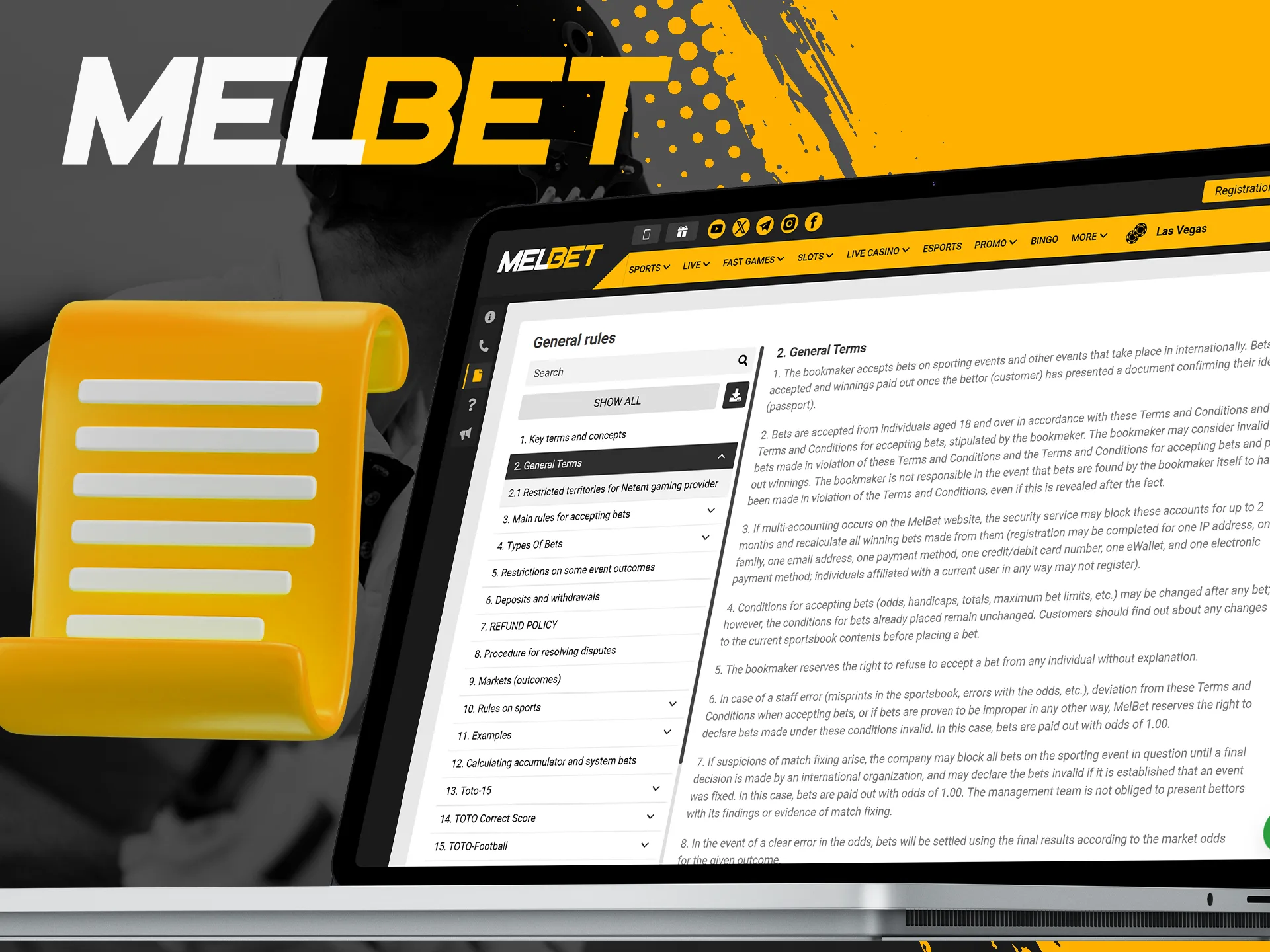 Read the terms and conditions of registration at Melbet.