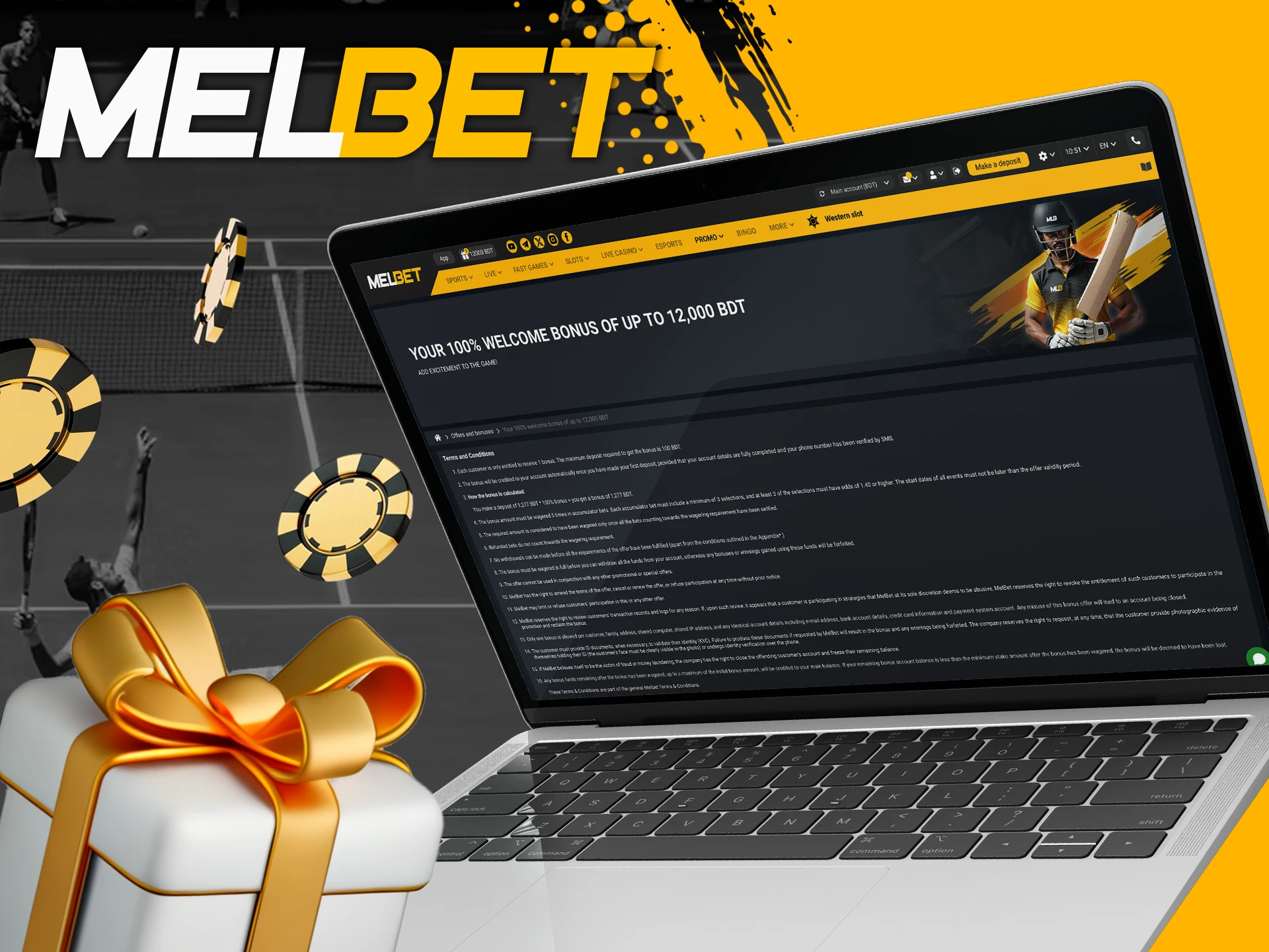 Fund your personal account and receive a welcome bonus from Melbet.