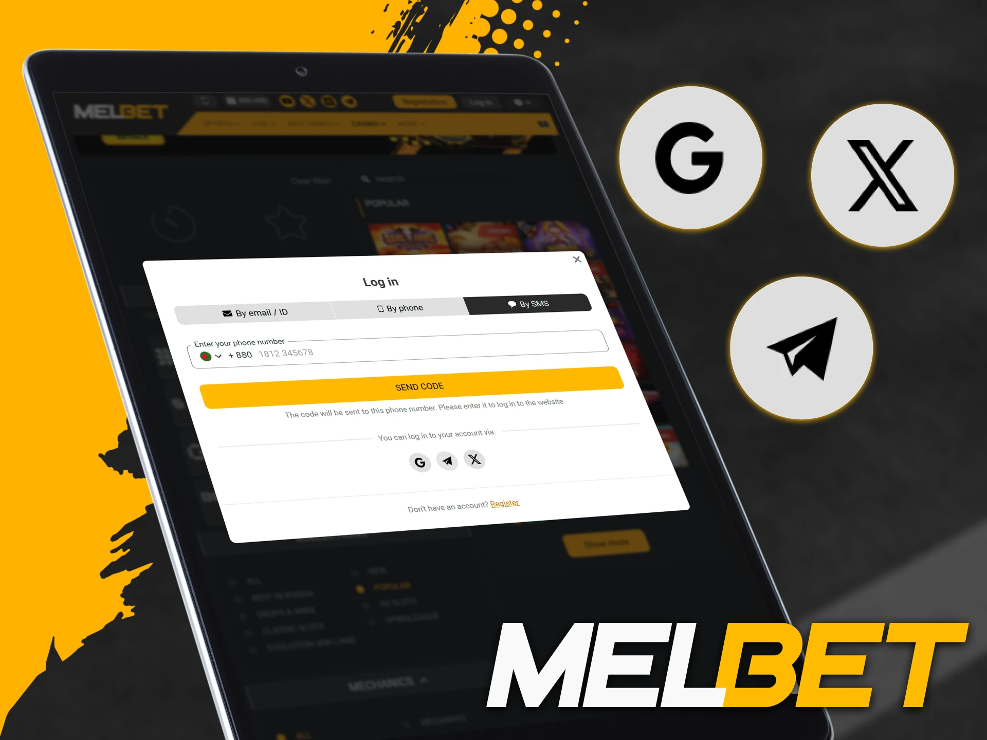 Melbet login through social networks like X, Google, or Telegram for instant, one-click account access.