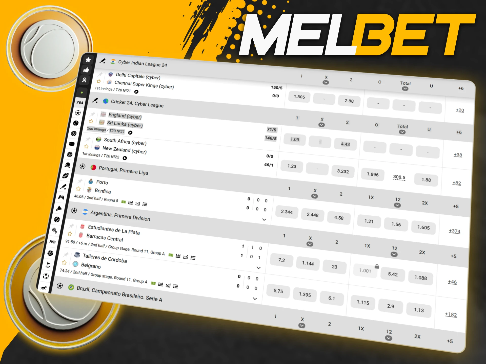 Bet on virtual football, tennis, and racing events anytime at the official Melbet site.
